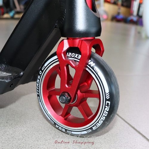 Stunt scooter Titan 5.0 - 115 mm with pegs, black-red