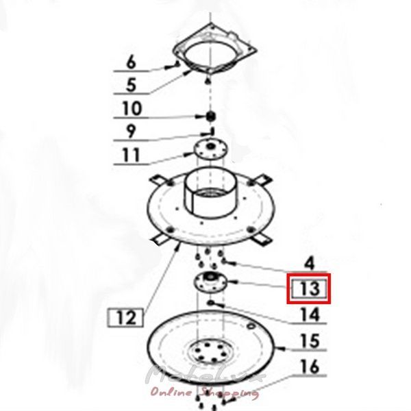 Mower disc flange Vari