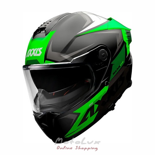 Motorcycle helmet AXXIS HAWK SV EVO IXIL A6, size S, black with green